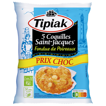 Tipiak Coquilles St Jacques Fondue De Poireaux Tipiak, 5x90g Soit 450