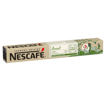 Nescafé Café Capsules Nescafe Farmers Origins Brazil Lungo N°8 Pure Arabica- Compatible Nespresso - X10