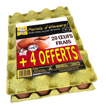 Oeuf de nos Villages Oeufs Moyens Oeuf De Nos Villages, X20+4offerts
