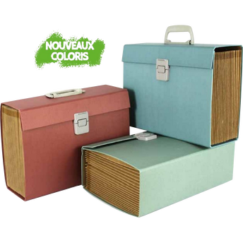 Image de Trieur ménager multi compartiments, en carton, 34,7x13x25cm, poignée de transport, coloris assortis