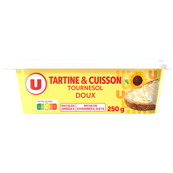 Image de U
Margarine allégée au tournesol 60%MG, barquette