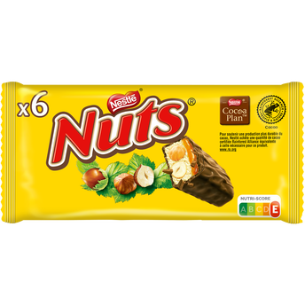 Image de Barres de chocolat au lait et noisettes NUTS - 6 barres de