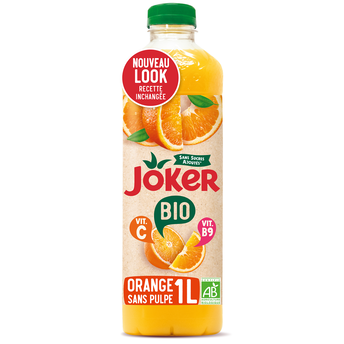 Image de Jus d'orange bio sans pulpe JOKER, bouteille de