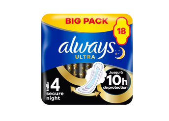 Image de Serviettes ultra secure night ALWAYS taille 4 ailettes