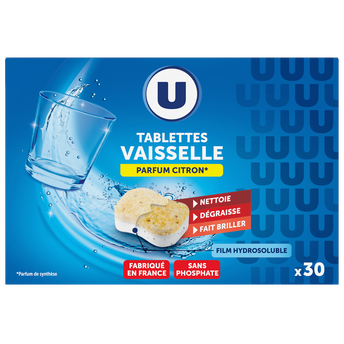Image de U
Tablettes lave-vaisselle standard citron boîte x30