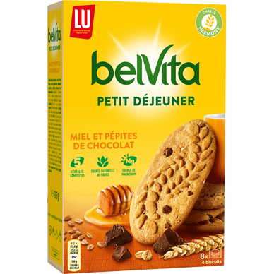 Biscuit petit déjeuner au miel et pépites de chocolat Belvita Lu x2 - 435g