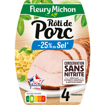 Image de Rôti de porc -25% de sel sans nitrite FLEURY MICHON, 4 tranches