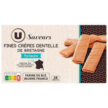 Image de U SAVEURS
Fines crêpes dentelle de Bretagne au beurre , paquet