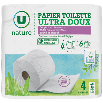 Image de U NATURE
Papier toilette 3 plis recyclé x4 = 6