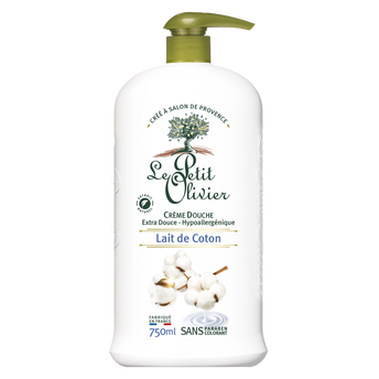 Image de Crème douche extra au lait de coton LE PETIT OLIVIER, flacon de