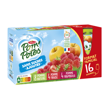 Materne Pom'potes Pomme, Pomme Fraise Et Pomme Framboise Materne, 16x90g