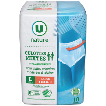 Image de U NATURE
Culottes incontinence mixte - Taille L