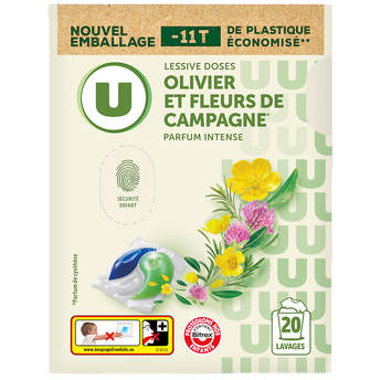 Image de U
Lessive en Capsules - Olivier et Fleurs de Campagne - 20 lavages - 260