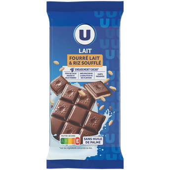 Image de U
Chocolat au lait fourré riz soufflé - tablettes