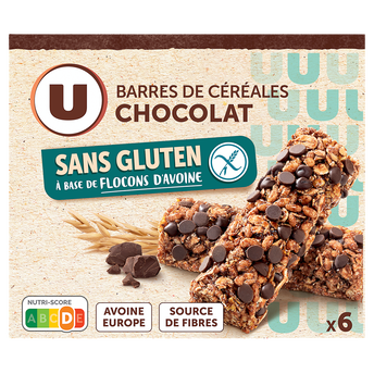 Image de U SANS GLUTEN
Barres de céréales saveur chocolat sans gluten  boîte de