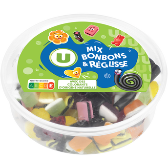 Image de U
Assortiment de bonbons gélifiés et réglisse aromatisés boîte de