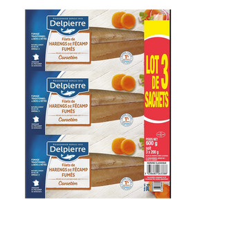 Delpierre Filet De Hareng Fumés Nature Delpierre 3x200g 600g