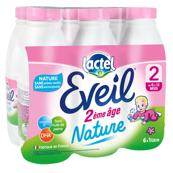 Image de Lait infantile Eveil 2ème âge nature sans arôme vanille sans sucre ajouté dès 6 mois LACTEL