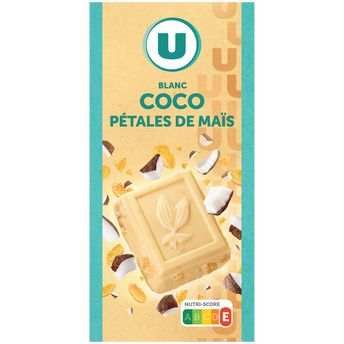 Image de U
Chocolat blanc à la noix de coco et pétale de maïs Tablette de