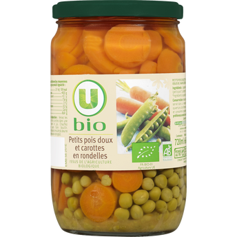 Image de U BIO
Petits pois et carottes à l'étuvée - Bocal