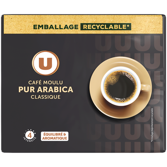 Image de U
Café moulu Dégustation Pur arabica Classique N°4