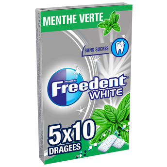 Image de Chewing gum sans sucre menthe verte FREEDENT White, 5x10 dragées