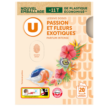 Image de U
Lessive en Capsules - Passion et fleurs exotiques - 20 lavages - 260
