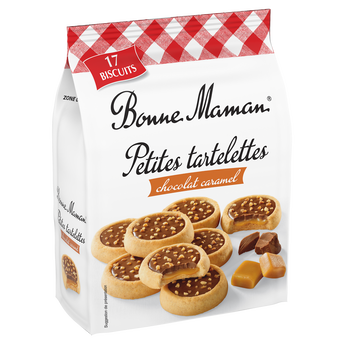 Image de Tartelette chocolat au lait et au caramel avec arôme naturel saupoudrées de nougatine BONNE MAMAN