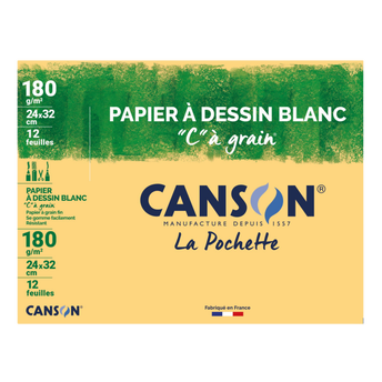 Image de Papier dessin CANSON, 24x32 cm, 180g/m2, pochette de 12 feuilles