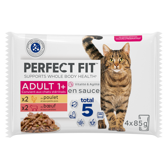Image de Sachets fraîcheur chat stérilisé poulet et boeuf en sauce PERFECT FIT