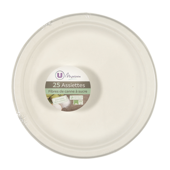 Image de U MAISON
Assiette ronde pulpe de canne à sucre 23cm