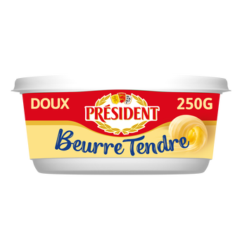 Image de Beurre tendre doux PRESIDENT, 82% de MG, plaquette de