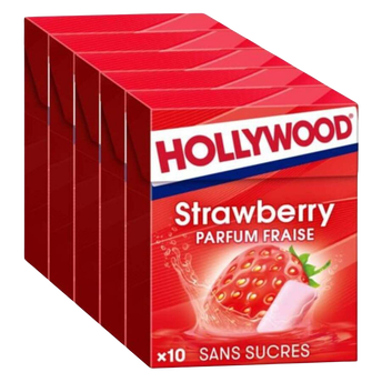Image de Chewing-gum fresh fraise sans sucre HOLLYWOOD, 5x14 dragés