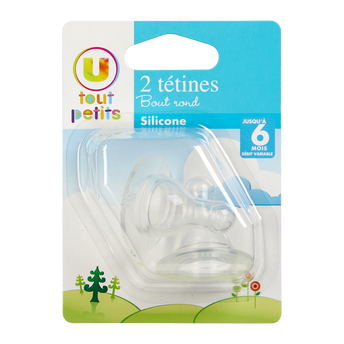 Image de U TOUT PETITS
Tetine x2 silicone bout rond t1 debit