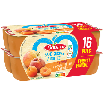 Image de Compote de pommes / pêche / abricot MATERNE, 16x100g format