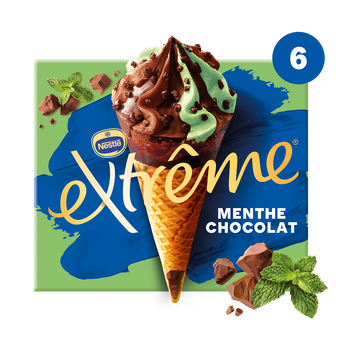 Image de Cônes glacés menthe chocolat EXTREME x6