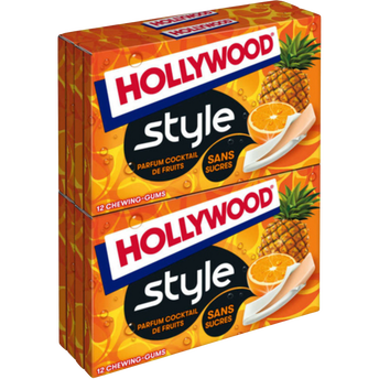 Image de Chewing-gum cocktail de fruits sans sucres HOLLYWOOD Style, 4 boîtes de 23g