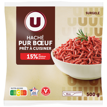 Image de U
Viande Haché pur boeuf viande bovine française 15% MG, sachet