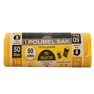 Sacs poubelles jaune tri sélectif 50l x10 - Super U, Hyper U, U