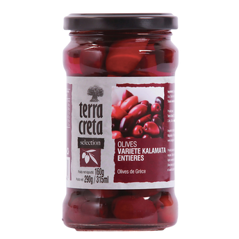 Image de Olives variété Kalamata entières Sélection TERRA CRETA, pot en verre de