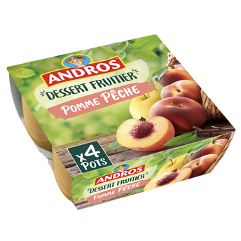 Image de Compote de pommes et de pêche ANDROS 4x100g soit