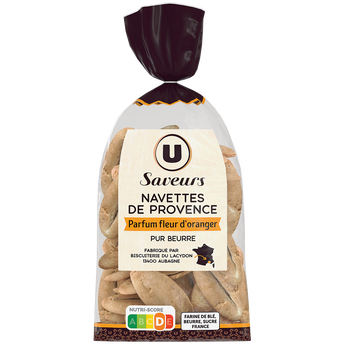 Image de U SAVEURS
Biscuits Navettes de Provence fleur d'oranger pur beurre