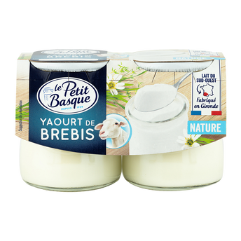Image de Yaourt léger pur brebis nature LE PETIT BASQUE, 3% de MG, 2 unités