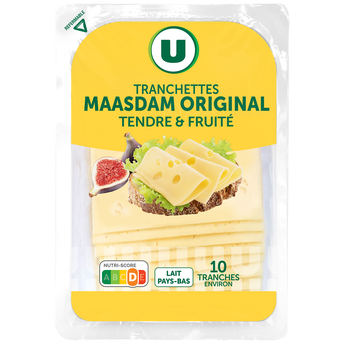 Image de U
Maasdam Original au lait pasteurisé  27%MG - Barquette 10 tranches