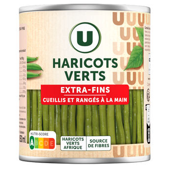 Image de U
Haricots verts extra-fins cueillis et rangés à la main - Boite de 440gnet