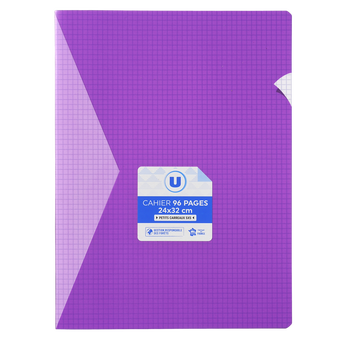 Image de U
Cahier piqure 24x32cm 96p petits carreaux 5x5 polypro