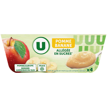 Image de U
Dessert fruitier pomme/banane allégé en sucre