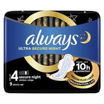 Image de Serviettes ultra ailettes night ALWAYS taille 4