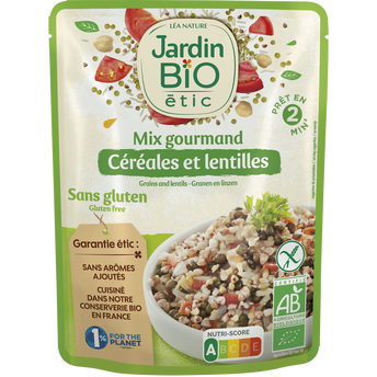 Image de Céréales & lentilles cuisinés sans gluten JARDIN BIO, sachet repas