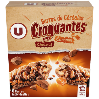 Image de U
Barres croustilllantes au caramel et chocolat 6 unités